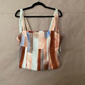 Bright tie cropped blouse